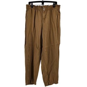 LOFT Womens Brown Paperbag Waist Pants Size‎ Large Comfy Capsule Minimalist Work